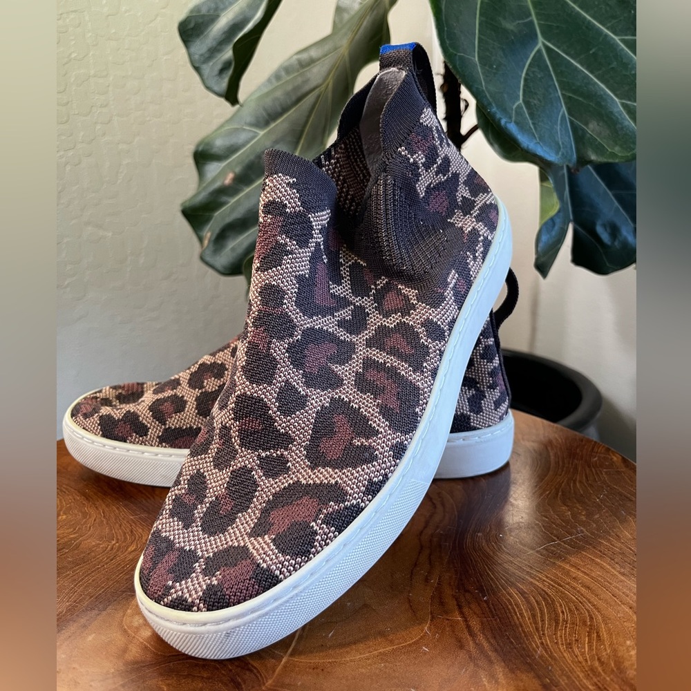 Rothy’s leopard Chelsea boot.